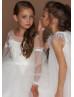 Ivory Fashion Tulle 3D Flowers Flower Girl Dress